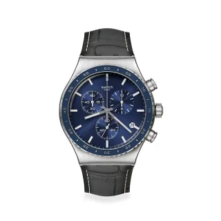 【SWATCH】COBALT LAGOON 金屬運動手錶/男錶/女錶/瑞士製造 YVS496(43mm)