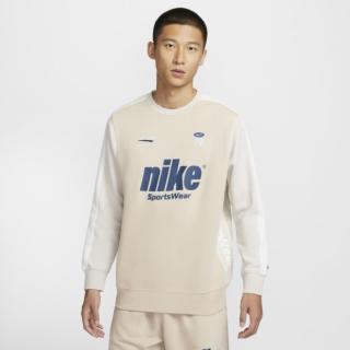 【NIKE 耐吉】長袖上衣 男款 運動 AS M NSW CLUB CREW FT CIRCUIT 白奶茶 HQ4949-126