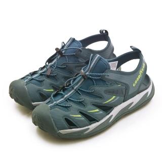 【GOODYEAR 固特異】男 專業戶外踏青越野護趾運動涼鞋 蒼鷺系列(藍灰綠 43756)
