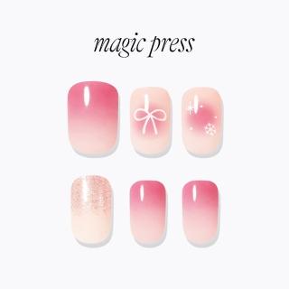 即期品【DASHING DIVA】MAGICPRESS 薄型經典美甲片 粉紅絲帶(芭蕾 蝴蝶結 嫩粉 腮紅 漸層)