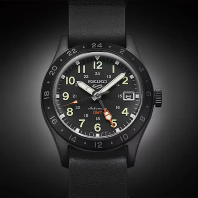 【SEIKO 精工】5 Sports Field GMT兩地時間機械錶-黑/39.4mm(SSK025K1／4R34-00C0C)