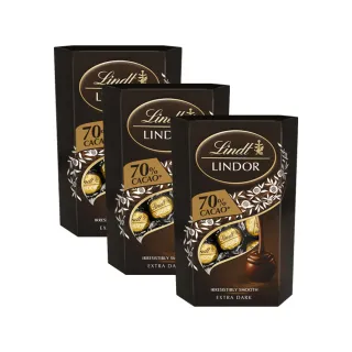 【Lindt 瑞士蓮】Lindor夾餡70%黑巧克力 200g(3入組)