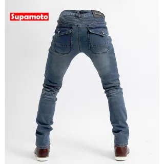 【Supamoto】防摔護具牛仔褲(防摔褲/刷色/護具/護膝護腿/彈性防護)