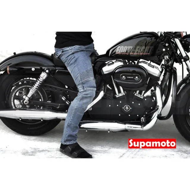 【Supamoto】防摔護具牛仔褲(防摔褲/刷色/護具/護膝護腿/彈性防護)