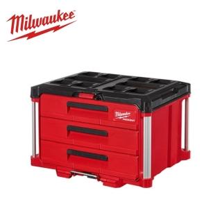 【Milwaukee 美沃奇】PACKOUT 配套抽屜收納箱-3抽(48-22-8443標準配備-一層抽屜隔板)