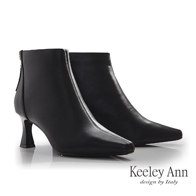【Keeley Ann】高級羊皮尖頭T跟短靴(黑色477972410-Ann系列)