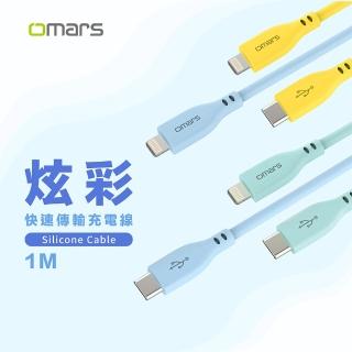 【Omars】兩入組 USB-C to Lightning 炫彩快速傳輸充電線-1m(PD20w 原廠授權-傑鼎奧拉)
