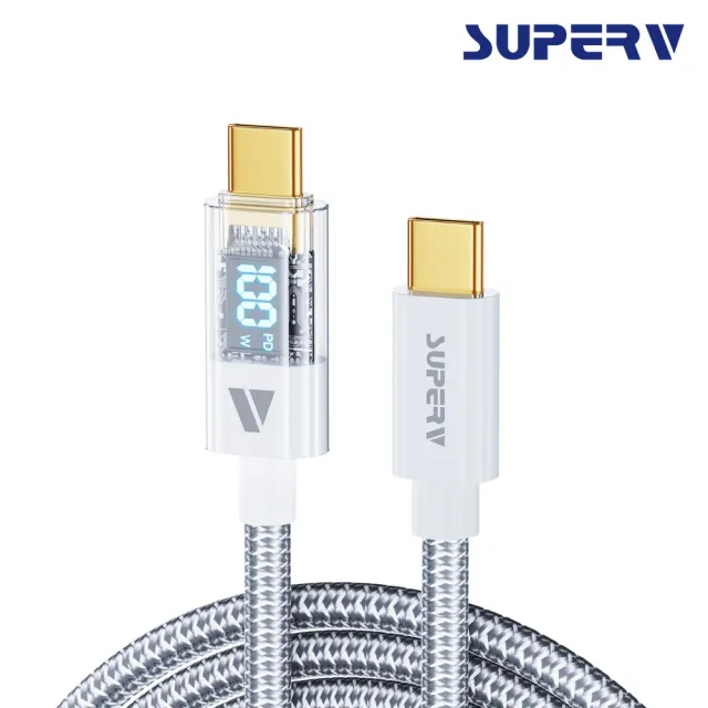 RT4 100W Type-C to C 數顯快速充電線-120cm(LED顯示 PD 100W 快速充電)