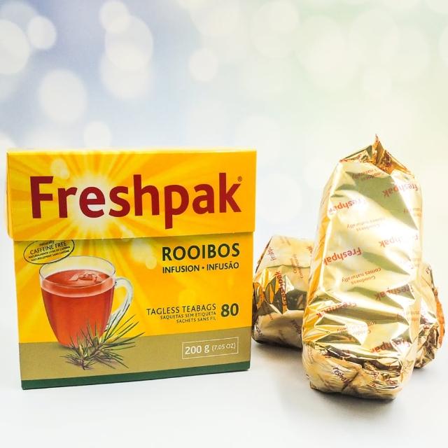【即期品-Freshpak】南非國寶茶包-新包裝2.5克x80入x5盒/組(無咖啡因、抗氧化、晚安茶/效期2025/10/02)