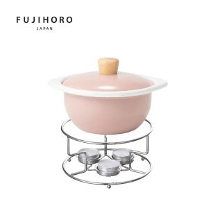 【FUJIHORO 富士琺瑯】官方直營 COTTON 簡約系列 迷你琺瑯鍋15cm/1.2L莫蘭迪粉+燭臺架