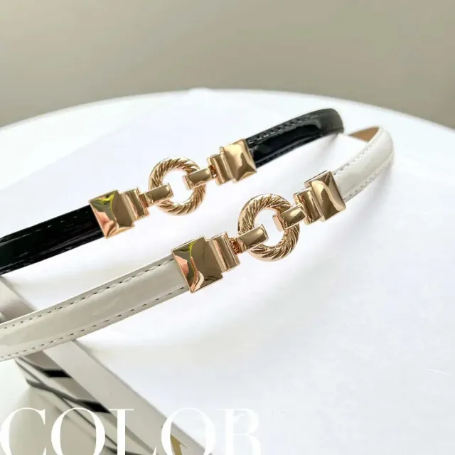 【MYDRESS】高級感亮面造型環釦細皮帶