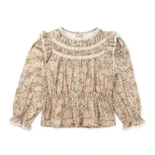【lulabee】童裝-碎花抽褶軟衫(咖啡色)