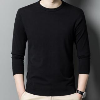 【米蘭精品】現貨+預購 T恤長袖上衣(圓領基礎款保暖含羊毛男裝3色74it77)