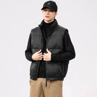 【米蘭精品】現貨+預購 真羽絨90%白鴨絨羽絨背心羽絨衣夾克(立領保暖百搭純色男外套3色74it62)