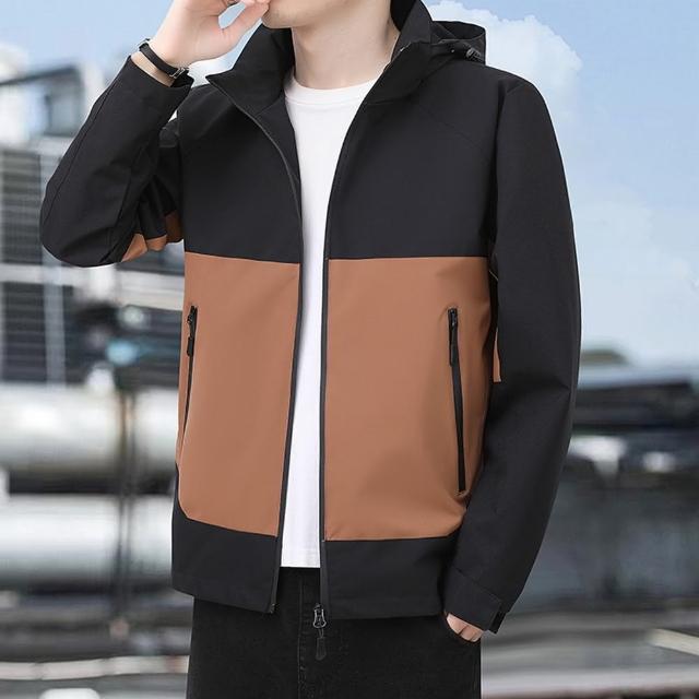 【米蘭精品】現貨+預購 衝鋒衣防風外套(時尚拼色可拆卸帽男夾克6色74it75)