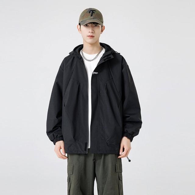 【米蘭精品】現貨+預購 衝鋒衣防風外套(連帽寬鬆休閒潮流男夾克5色74it53)