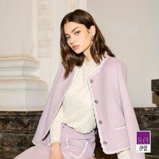 【ILEY 伊蕾】羊毛質感短版毛料外套(淺紫；M-XL；1244314636)