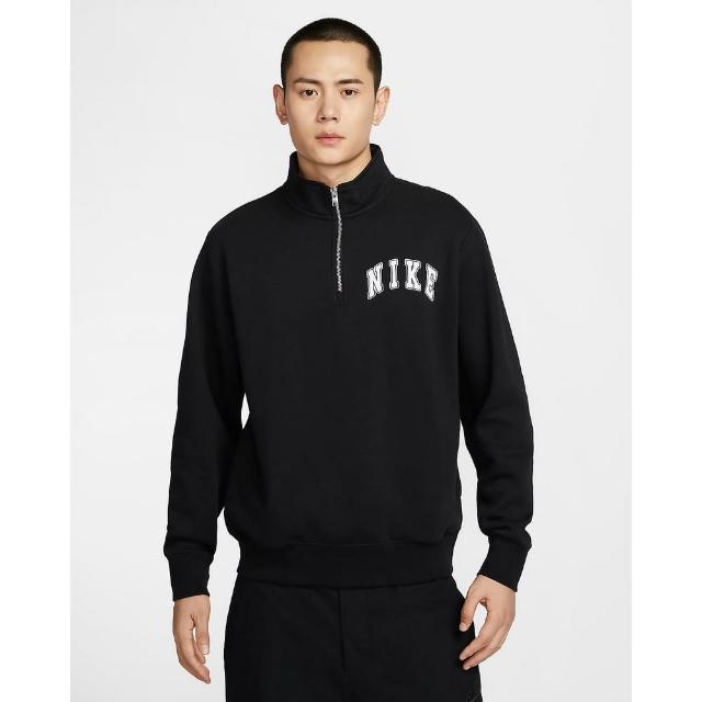 【NIKE 耐吉】長袖上衣 大學T 男款 AS M NK CLUB BB HZ NIKE ARCH 黑色(FZ0874010)