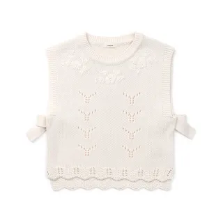 【lulabee】童裝-花朵針織背心(白色)