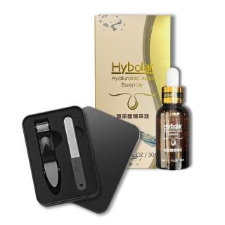 【Hybolar】玻尿酸精華液30ml+德國最新技術防飛濺指甲剪(指甲刀兩色隨機拇指銼刀不鏽鋼深層保濕敏感肌)