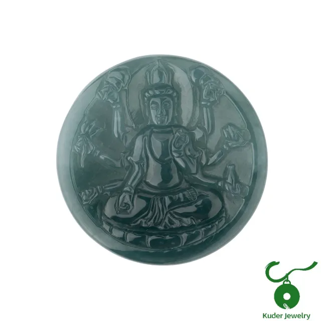 【K.D.J 圓融珠寶】天然翡翠 冰種藍水 千手觀音 圓牌 墜飾