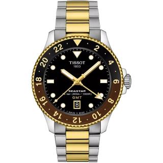 【TISSOT 天梭 官方授權】Seastar 1000海星 GMT兩地時間 300米潛水錶-40mm 情人節 禮物(T1208522205100)