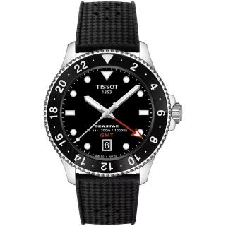 【TISSOT 天梭 官方授權】Seastar 1000海星 GMT兩地時間 300米潛水錶-40mm 情人節 禮物(T1208521705100)