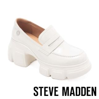 【steve madden】TWSARA 經典素面鋸齒厚底樂福鞋(白色)