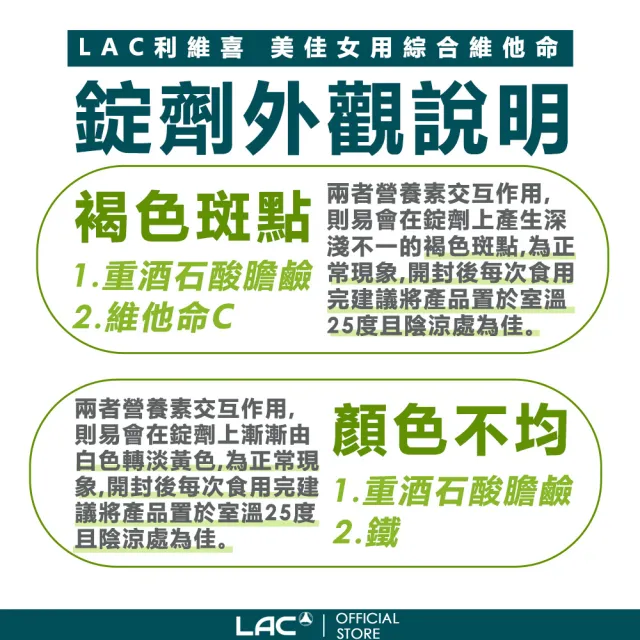 【LAC 利維喜】美佳女用綜合維他命x1入組(共90錠/全新升級/鐵/鈣/維他命D/玻尿酸/女性必備)