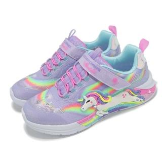 【SKECHERS】兒童燈鞋 S Lights-Unicorn Chaser 中童 小朋友 魔鬼氈 燈鞋 閃燈 發光(302298-LLVMT)