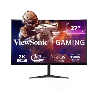 【ViewSonic 優派】雷雕鍵帽電競鍵盤組★VX2718-2KPC-mhd 27型 VA 2K  180Hz 曲面電競螢幕(1500R/內建喇叭/