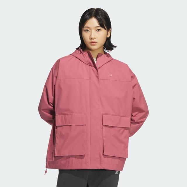 【adidas 愛迪達】外套 女款 運動連帽外套 寬鬆版 MOUNTAIN PARKA 粉 JG3811(S2827)