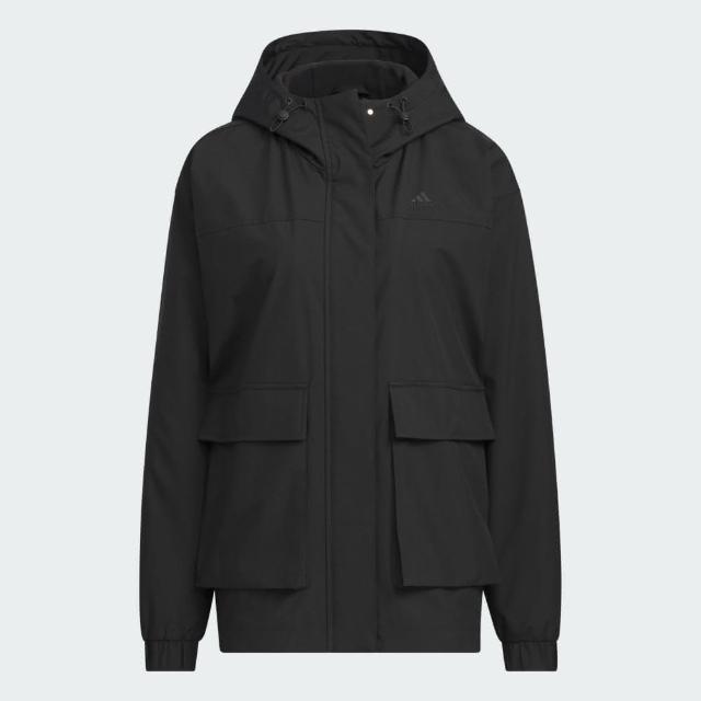 【adidas 愛迪達】外套 女款 連帽外套 寬鬆版 MOUNTAIN PARKA 黑 JG3812
