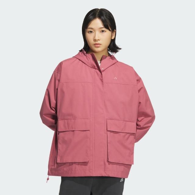 【adidas 愛迪達】外套 女款 連帽外套 寬鬆版 MOUNTAIN PARKA 粉 JG3811