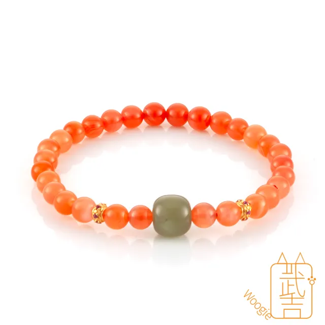 【Woogie武吉珠寶】南紅瑪瑙和闐玉手鍊(5-6mm)