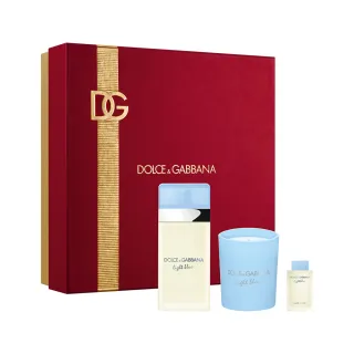 【DOLCE&GABBANA 杜嘉班納】淺藍女性淡香水蠟燭50ml 緋紅禮盒(專櫃公司貨)