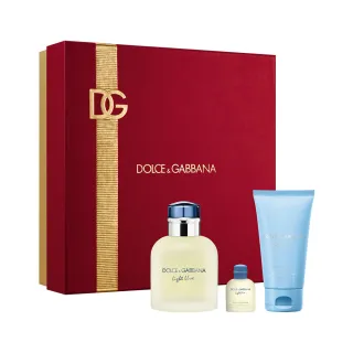 【DOLCE&GABBANA 杜嘉班納】淺藍男性淡香水75ml 緋紅禮盒(專櫃公司貨)