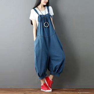 【巴黎精品】現貨+預購 復古牛仔吊帶褲(針織百搭韓版時尚吊襠休閒女褲子3色a1ir13)