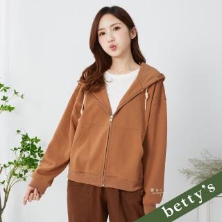 【betty’s 貝蒂思】袖口刺繡口袋連帽抽繩薄外套(駝色)
