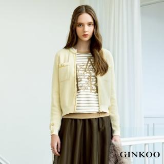 【GINKOO 俊克】小香珍珠釦絨面外套