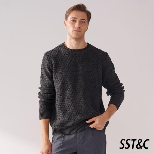 【SST&C】深花灰純棉鏤空圓領毛衣00182411004(換季65折)