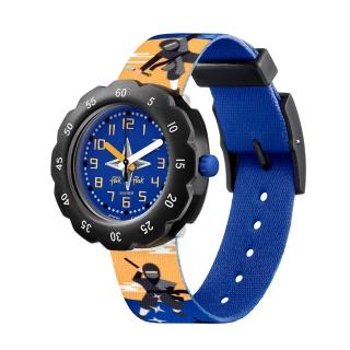 【Flik Flak】兒童錶 NINJAMAZING 驚奇忍者 兒童手錶 兒童禮物 編織錶帶 瑞士錶(34.75mm)