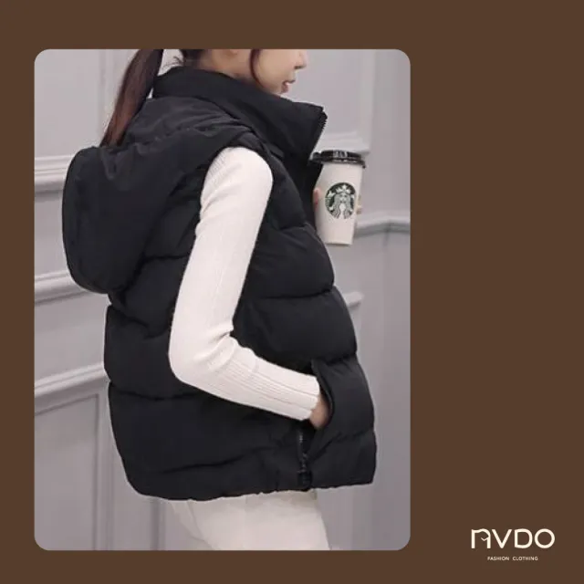 【NVDO】現貨 日韓可拆連帽保暖棉背心-4色可選(身形M-2XL可穿/保暖填充/秋冬款F267)