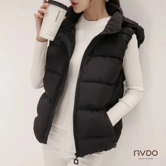 【NVDO】現貨 日韓可拆連帽保暖棉背心-4色可選(身形M-2XL可穿/保暖填充/秋冬款F267)