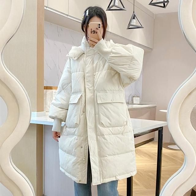 【巴黎精品】現貨+預購 真羽絨90%白鴨絨羽絨衣羽絨外套(中長版保暖連帽百搭女外套6色a1do33)