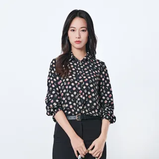 【KeyWear 奇威名品】點點印花長袖襯衫