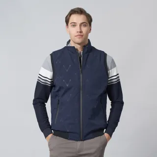 【pierre cardin 皮爾卡登】休閒服飾 男款 休閒壓暗紋保暖鋪棉背心-丈青色(5245364-38)