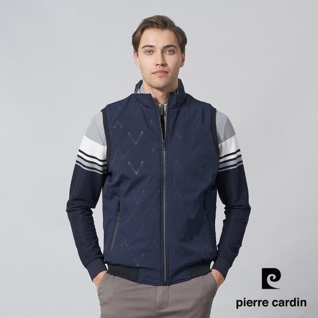 【pierre cardin 皮爾卡登】商務休閒 男款 休閒壓暗紋保暖鋪棉背心-丈青色(5245364-38)