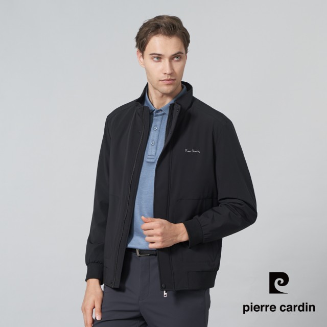 【pierre cardin 皮爾卡登】商務休閒 男款 都會休閒立領鋪棉夾克外套-黑色(5245763-99)