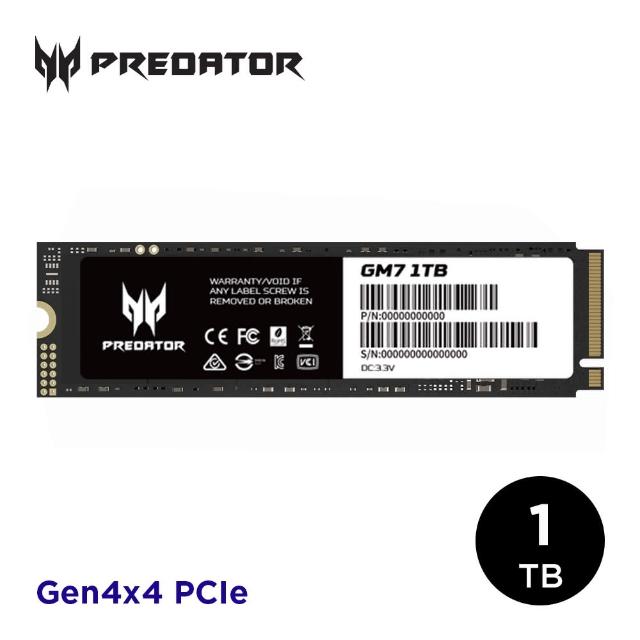 【Acer 宏碁】Predator GM7 1TB M.2 PCIe Gen4 ssd固態硬碟 5年保固(最高讀取7200MB/s)